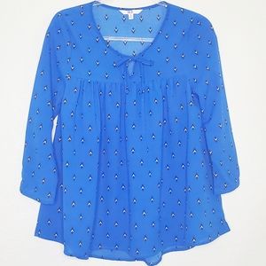 JACK | Cobalt Blue Print Babydoll Blouse Top